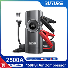 Buture 4-in-1 Portable Jump Starter & Air Compressor - 1150PSI, 20000mAh Power Bank, 2500A Starter, 15V Tire Inflator